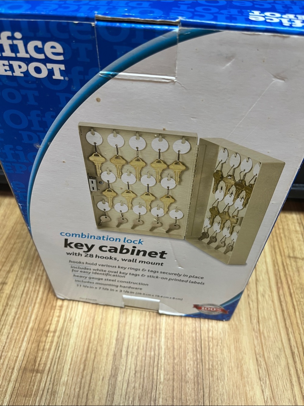 Office Depot Beige Combination Lock Key Cabinet - 28-Hook Wall Mount